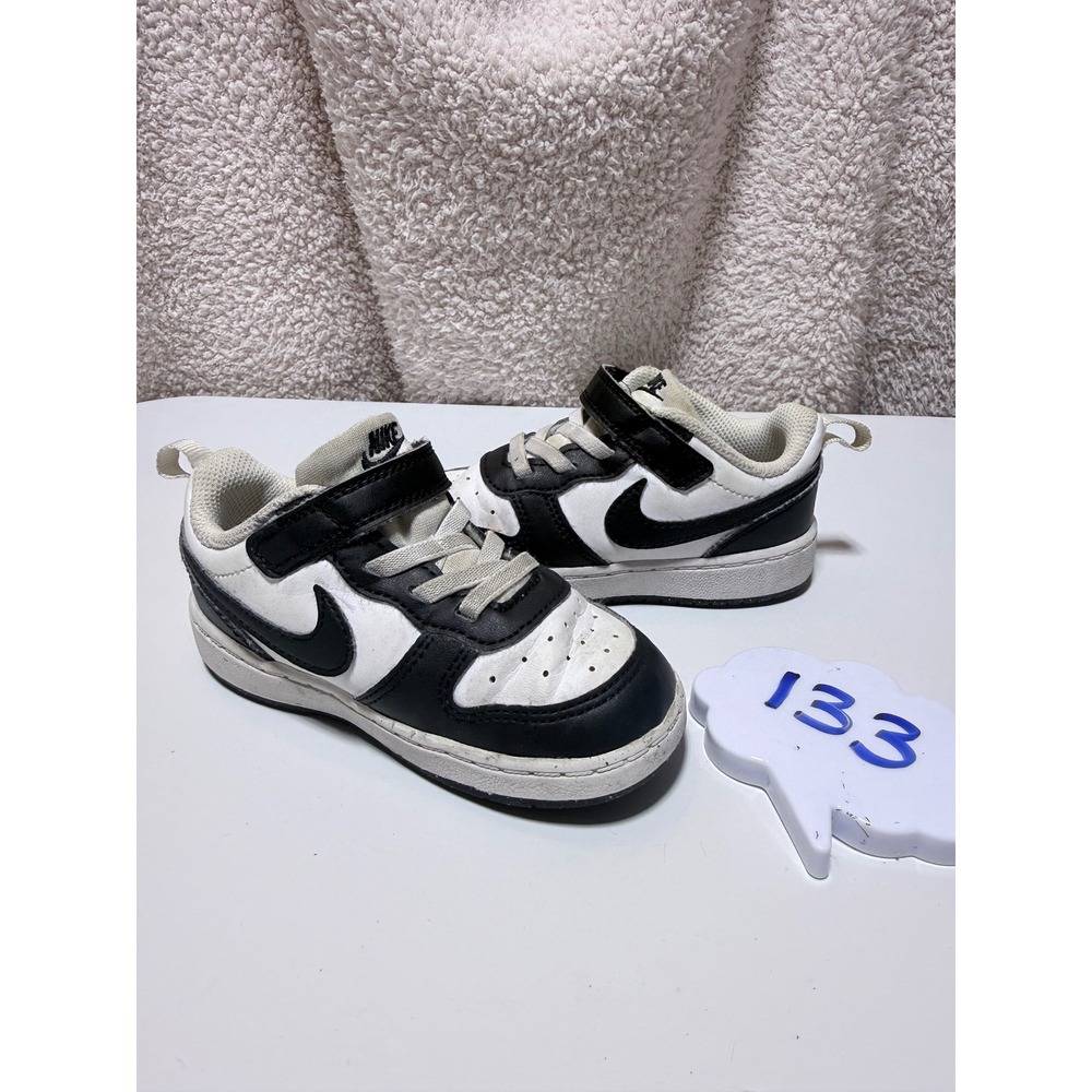 Nike Court Borough Low 2 Kids Sneakers Black White DV5458-131 Size 8C